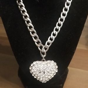 HEART Silver Chunky Reversible Chain Necklace